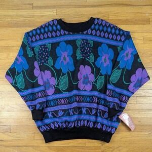 NWT Vintage 80s Deadstock Top Notch Floral Knit Sweater - Size 1X